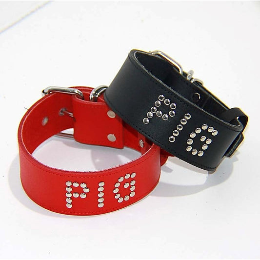 Pigs Leather BDSM Collar by Hell's Couture - Collars and Leads