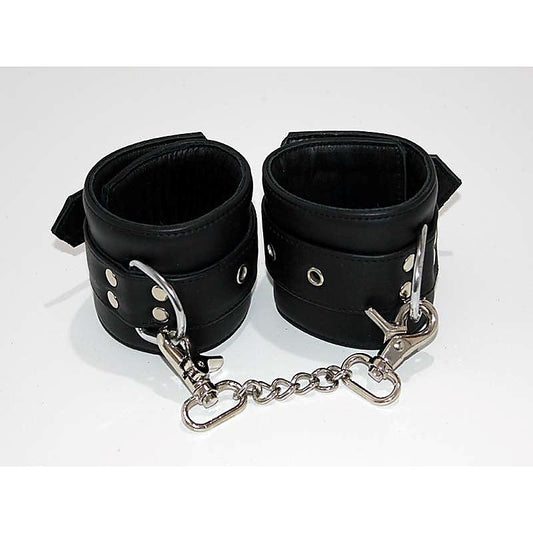 Leather Studded Wrist Cuffs With Chains by Hell's Couture - Cuffs and Restraints