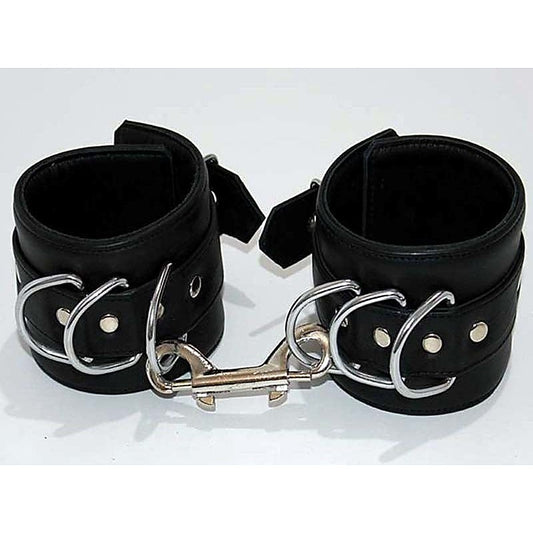 Triple D Ring Bondage Cuffs &amp; Connector by Hell's Couture - Cuffs and Restraints