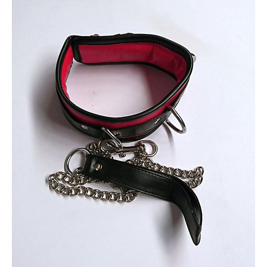 Black and Red Collar with Lead by Hell's Couture - Collars and Leads