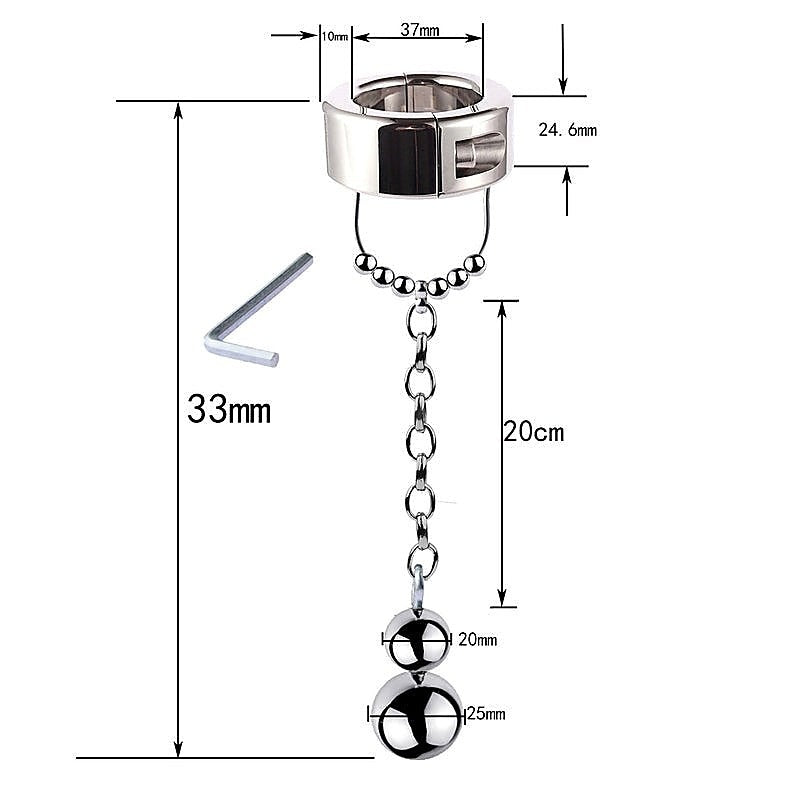 BDStyle Scrotum Testicle Restraint Chain Gripping Cock Rings Premium Steel - Ball and Cock Toys