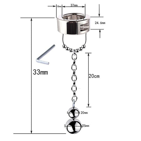 BDStyle Scrotum Testicle Restraint Chain Gripping Cock Rings Premium Steel - Ball and Cock Toys