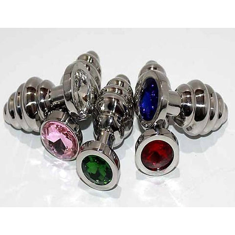 Ribbed Jewelled Butt Plug Small by Hell's Couture - Fancy Dress Ups