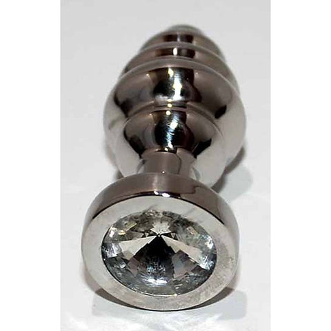 Ribbed Jewelled Butt Plug Small by Hell's Couture - Fancy Dress Ups