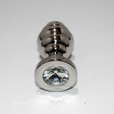 Ribbed Jewelled Butt Plug Medium by Hell's Couture - Rabbit Vibrators