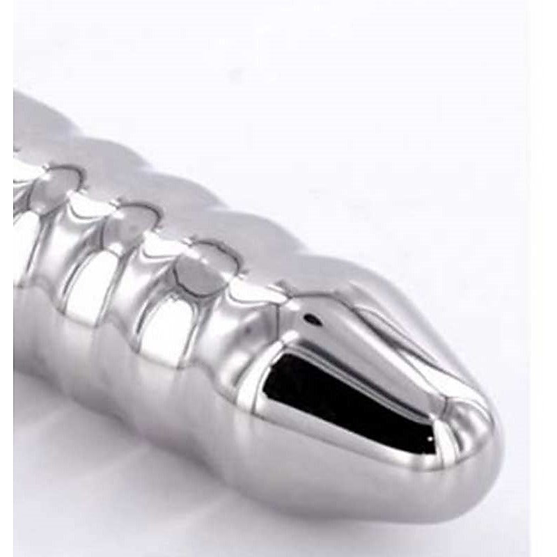 Steel Anal Rammer & T-Bar Handle 6 Rings by Hell's Couture - Steel Sex Toys