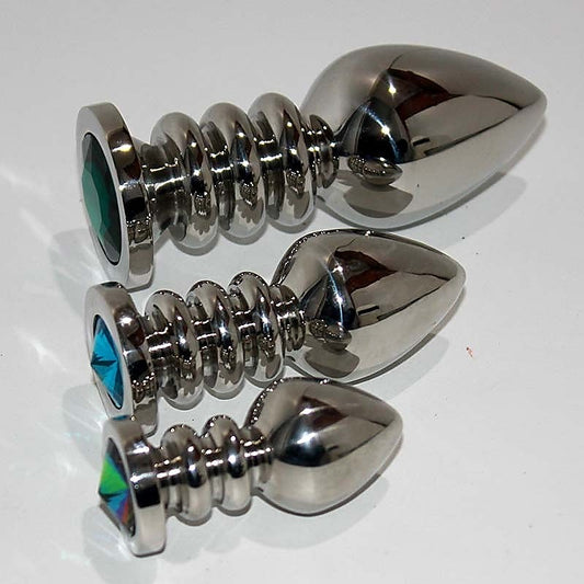 Ribbler Metal Jewelled Medium Butt Plug Rose Quartz - Steel Sex Toys