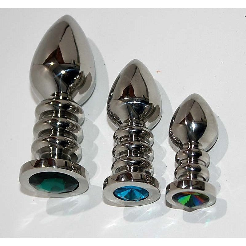Ribbler Metal Jewelled Medium Butt Plug by Hell's Couture - Steel Sex Toys