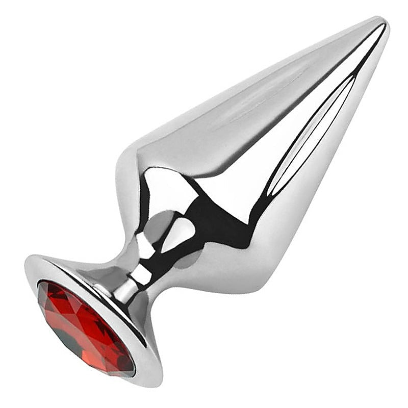 Cone Butt Plug With Jewelly by Hell's Couture - Steel Sex Toys