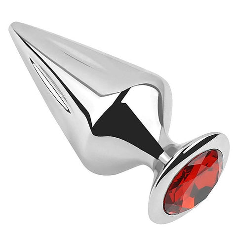 Cone Butt Plug With Jewelly by Hell's Couture - Steel Sex Toys