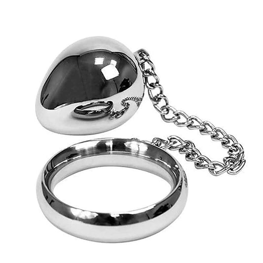 Pleasure-Enhancing Donut Steel Cock Ring with Anal Egg - Spreaders and Hangers