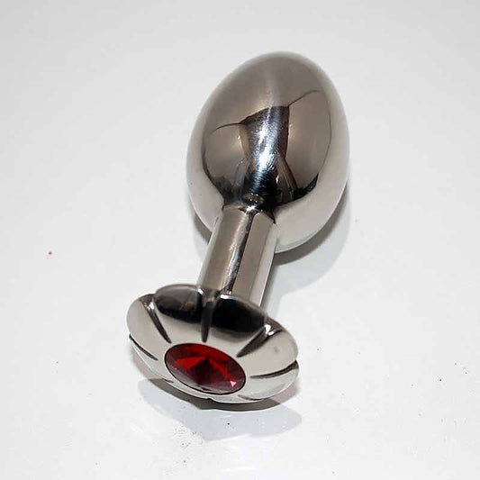 Jewelled Lotus Metal Small Anal Plug Rose Quartz - Steel Sex Toys