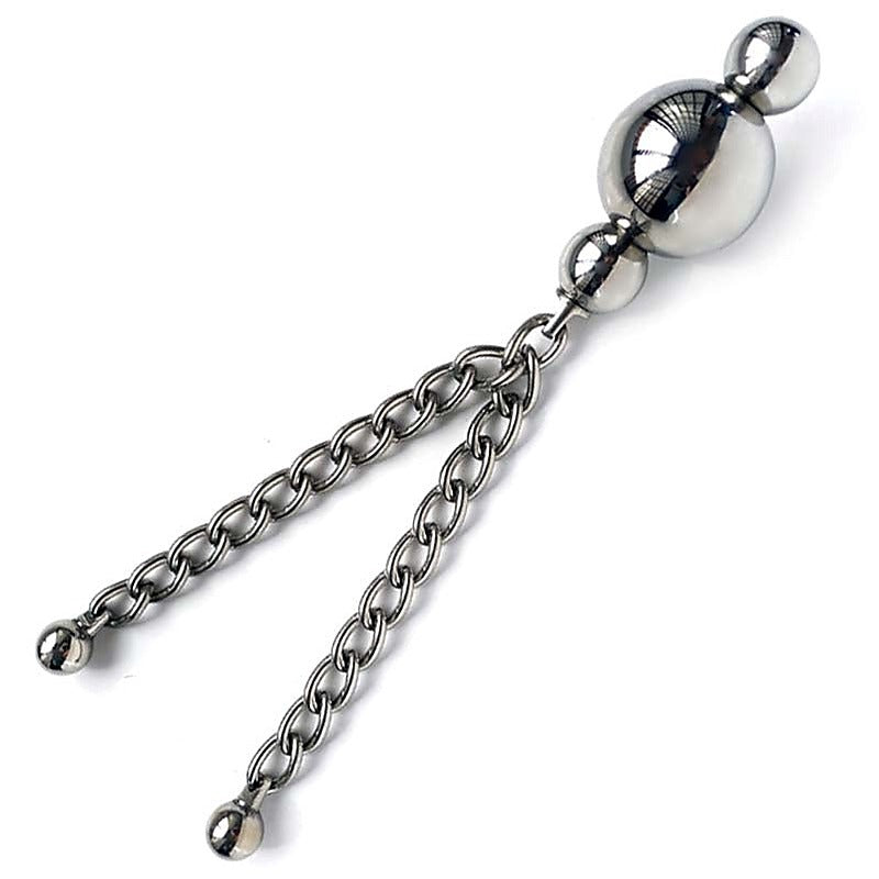 Triple Kegel Ball with Twin Chains by Hell's Couture - Steel Sex Toys