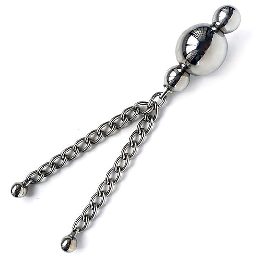 Triple Kegel Ball with Twin Chains by Hell's Couture - Steel Sex Toys