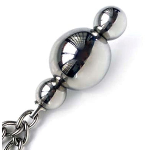Triple Kegel Ball with Twin Chains by Hell's Couture - Steel Sex Toys