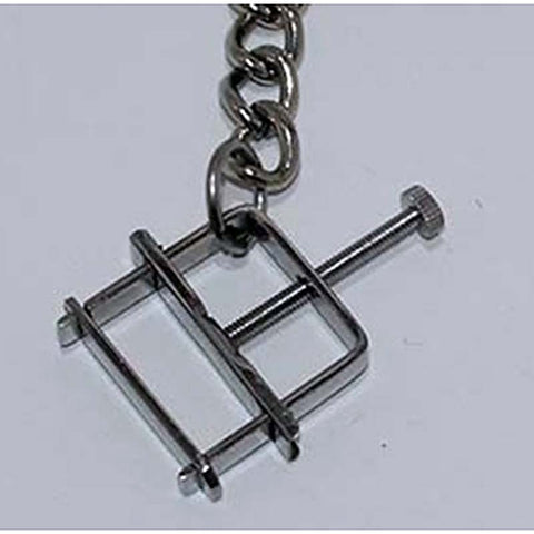 Nipple Press Clamps With Chain by Hell's Couture - Breast and Nipple Toys