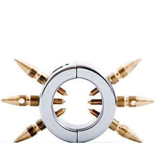 Chastity Device & Ball Stretcher With Brass Spikes - Ball and Cock Toys