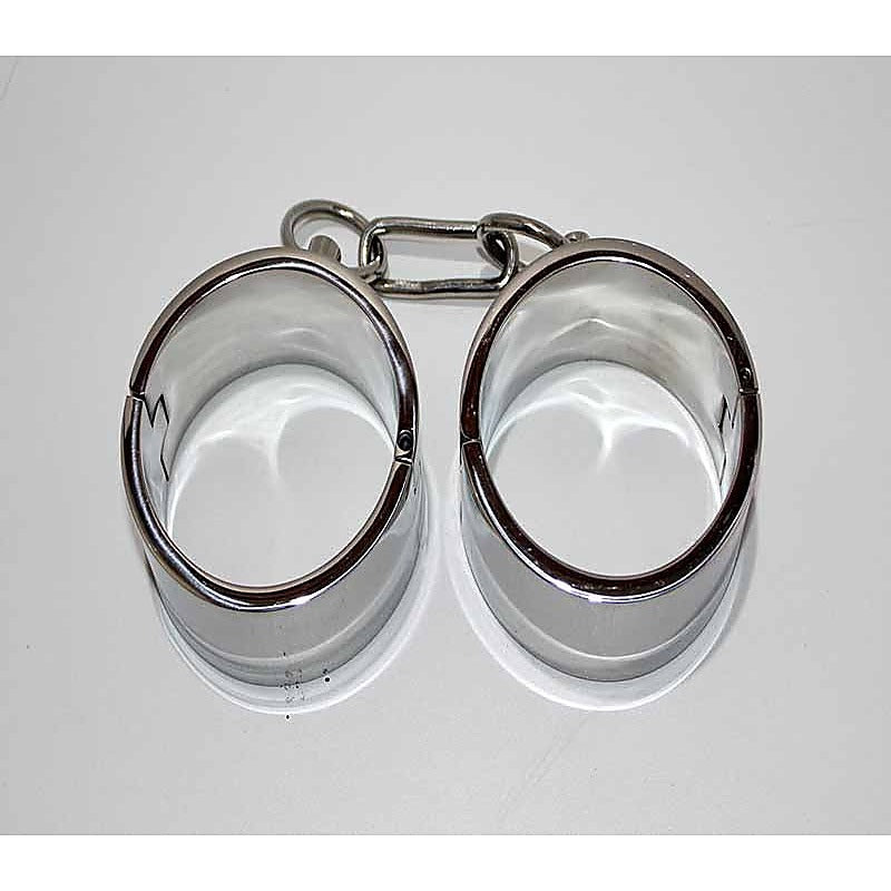 Steel Lust Cuffs with Chain by Hell's Couture - Cuffs And Restraints