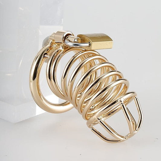 Gold Metal Chastity Cage Device by BDStyle - Male Chastity