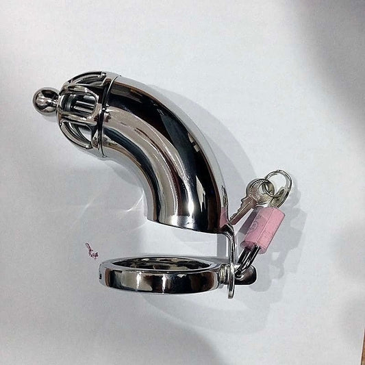 Solid Cock Cage With Removable Urethral Plug - Male Chastity