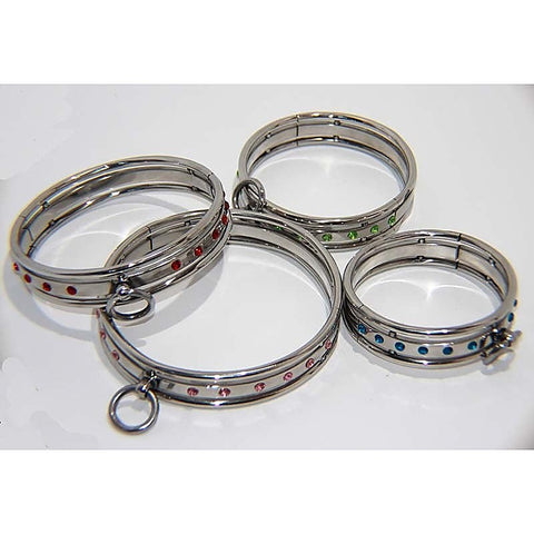 Steel Jeweled Slave Collar XLarge by Hell's Couture - Anal Beads and Balls