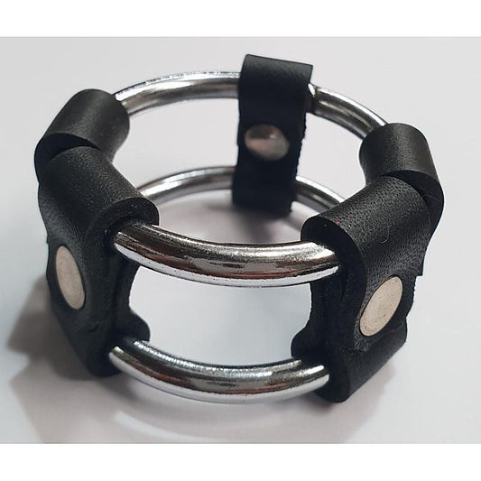 Plain Tube Steel Double Cock Ring Black - Cock Rings