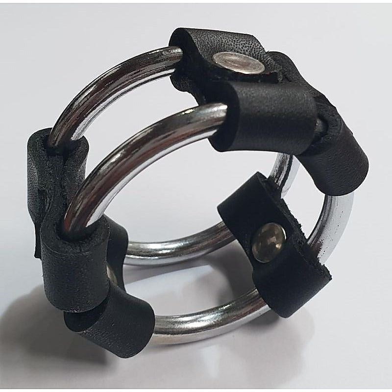 Plain Tube Steel Double Cock Ring Black - Cock Rings