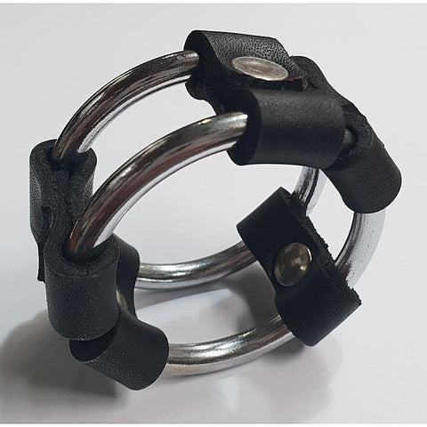 Plain Tube Steel Double Cock Ring Black - Cock Rings