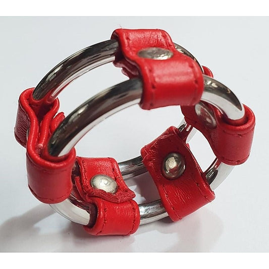 Plain Tube Steel Double Cock Ring Red - Cock Rings