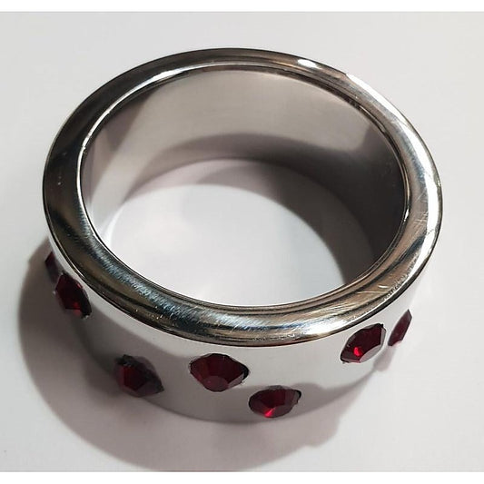 Staggered Ruby Encrusted Cock Ring by Hell's Couture - Cock Rings