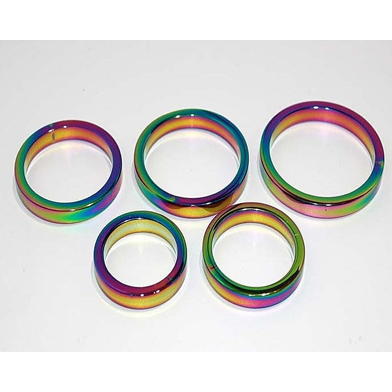Heavy Duty Rainbow Metal Cock Ring 8mm by Hell's Couture - Cock Rings
