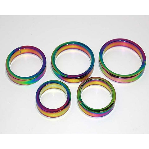 Heavy Duty Rainbow Metal Cock Ring 8mm by Hell's Couture - Cock Rings