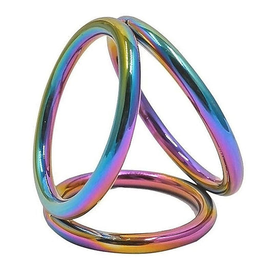 Rainbow Triple Cock and Ball Ring by Hell's Couture - Cock Rings