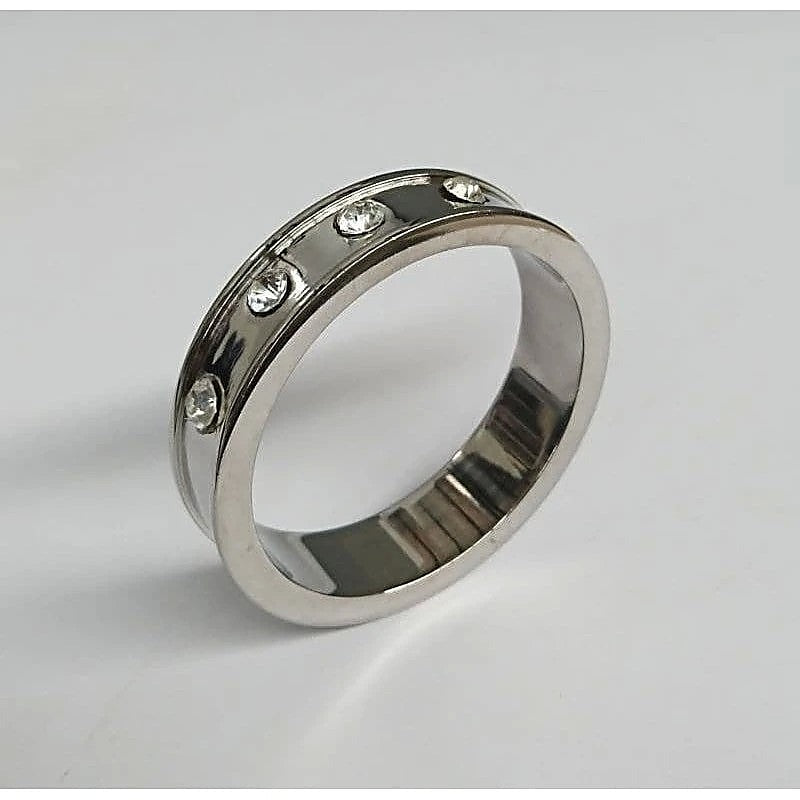 Hells Couture Deep Shallow Steel Cock Ring with Diamond Gem Ergonomic Design - Cock Rings