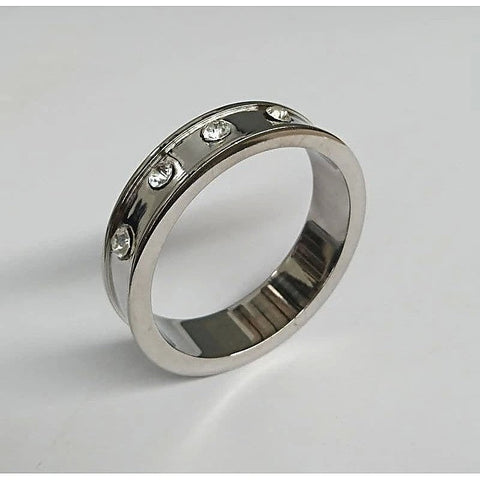 Hells Couture Deep Shallow Steel Cock Ring with Diamond Gem Ergonomic Design - Cock Rings