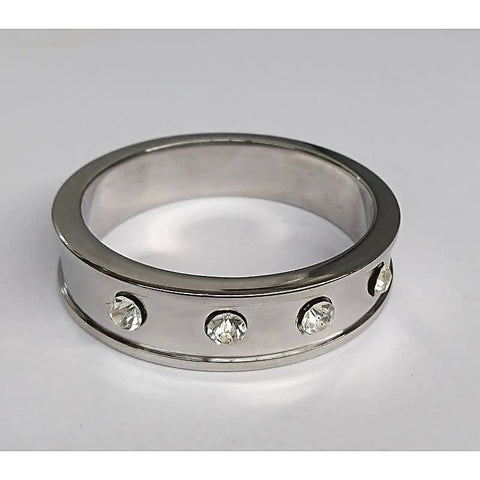 Hells Couture Deep Shallow Steel Cock Ring with Diamond Gem Ergonomic Design - Cock Rings