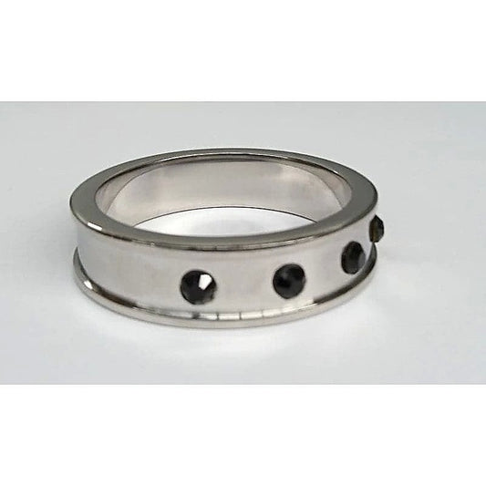 Deep Shallow Steel Cock Ring with Onyx Gem by Hell's Couture - Cock Rings