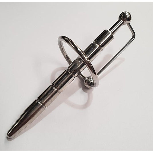 Ribbed Penis Plug with Glans Ring by Hell's Couture - Penis Plugs