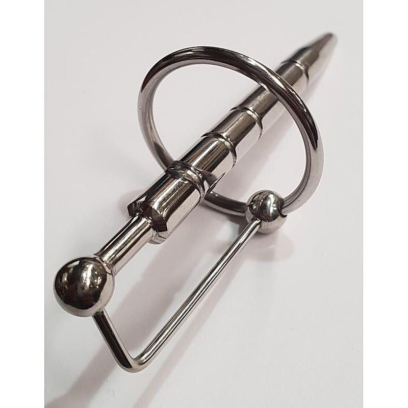 Ribbed Penis Plug with Glans Ring by Hell's Couture - Penis Plugs