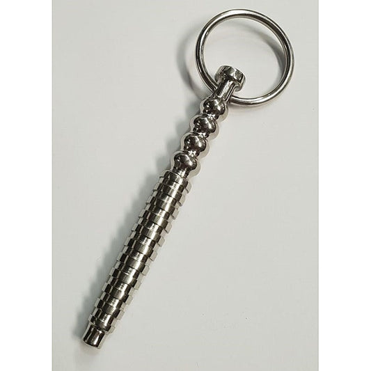 Head Quarters Ribbed Metal Cum Thru Penis Plug - Penis Plugs