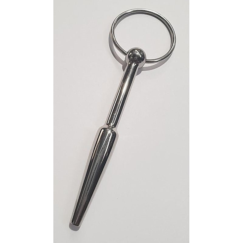 Steel Cum Thru Penis Plug with Ring by Hell's Couture - Penis Plugs