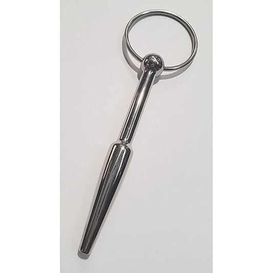 Steel Cum Thru Penis Plug with Ring by Hell's Couture - Penis Plugs