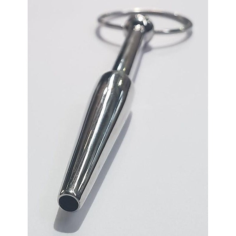 Steel Cum Thru Penis Plug with Ring by Hell's Couture - Penis Plugs