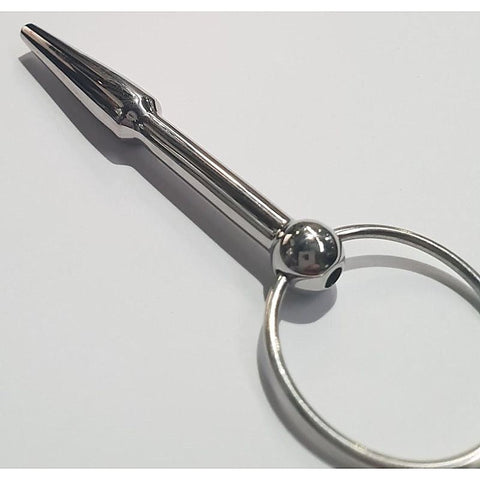 Steel Cum Thru Penis Plug with Ring by Hell's Couture - Penis Plugs