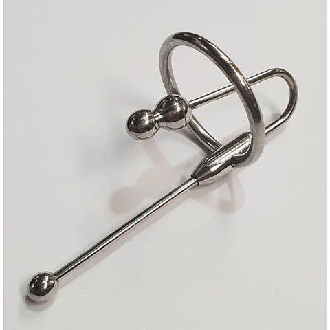 Double Up Steel Penis Plug & Ring by Hell's Couture - Penis Plugs