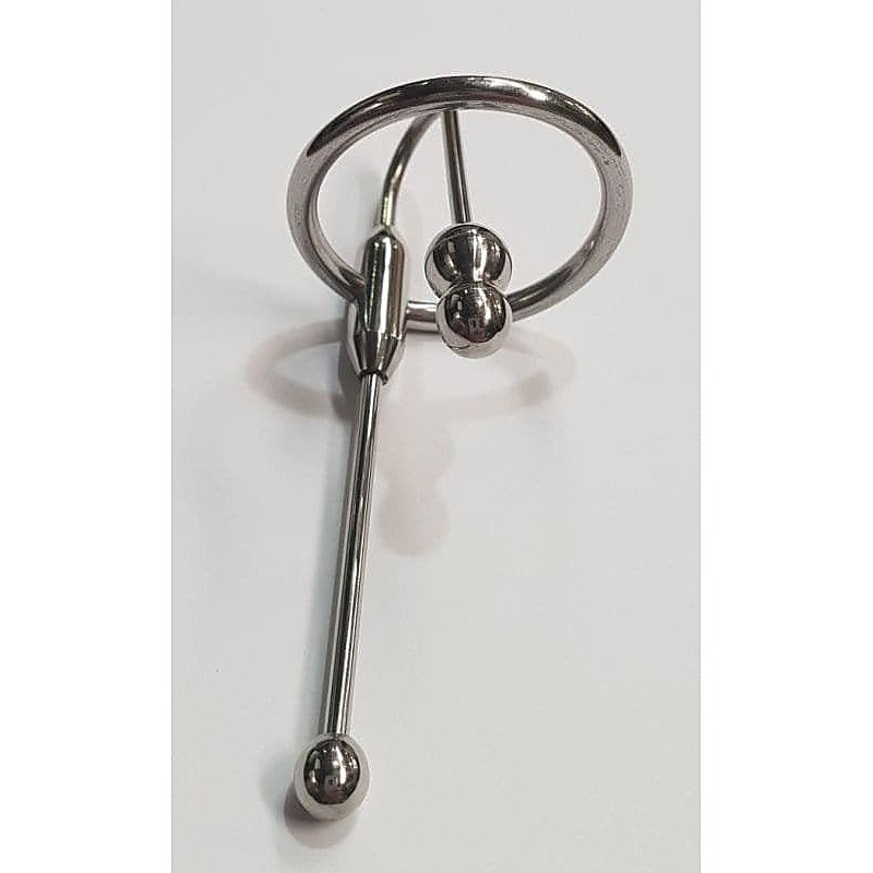 Double Up Steel Penis Plug & Ring by Hell's Couture - Penis Plugs