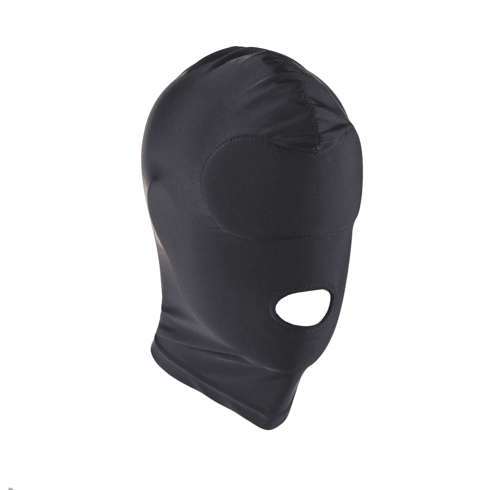 Love In Leather Lycra BDSM Hood With Mouth Opening Sensory Deprivation - - Bondage Hoods