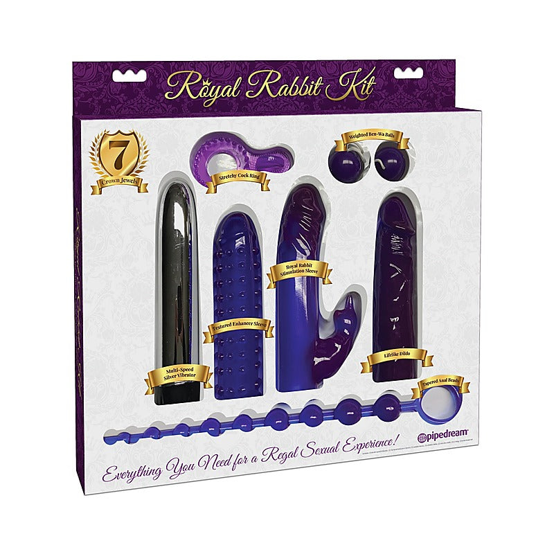 Pipedream 7 Piece Royal Rabbit Vibrators Kit Complete Pleasure Set - Sex Kits