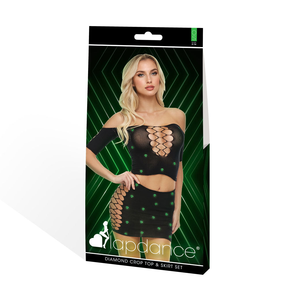 Xgen LAPDANCE Diamond Womens Crop Top & Skirt Set OS - Fancy Dress Ups