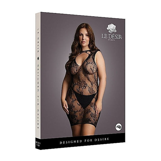 High Neck Lace Mini Dress by Shots Toys - Hosiery